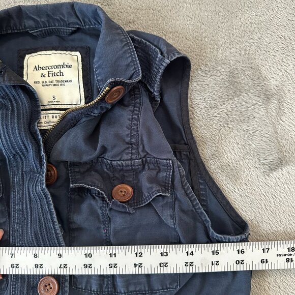 Abercrombie & Fitch Navy Cotton Vest Women's SMALL *missing button - Picture 5 of 6